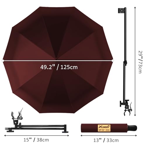 UPF 50+ Beach Umbrella with Adjustable Universal Clamp