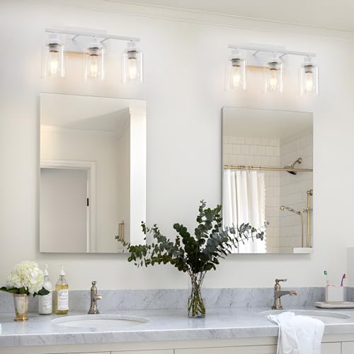 3 Light White Bathroom Light Fixtures Vanity Light Over Mirror Modern Wall Lighting Sconces Rustic Industrial Wall Lamp for Bathroom