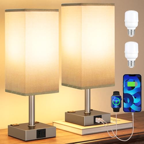 Grey Touch Lamps Set of 2 for Bedroom (2 Count)