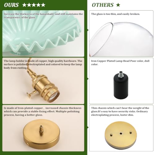 Pendant Light with Green Pleated Ceramic Lmapshade