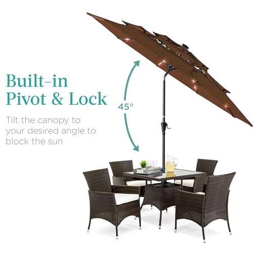 10ft 3 Tier Solar Patio Umbrella