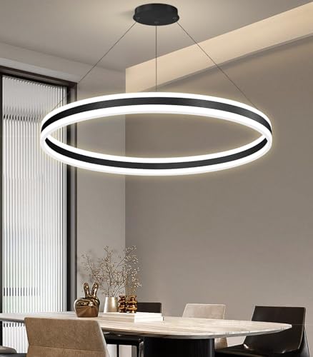 D31.5'' Modern Ring Chandelier for Dining Room LED Dimmable Pendant Lighting High Ceiling Chandelier for Living Room Foyer Bedroom Entryway 3000K