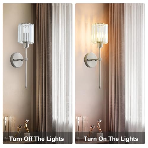 Hardwired Crystal Wall Sconces Set of 2