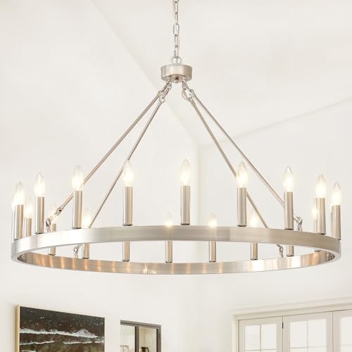 40" Brushed Nickel Wagon Wheel Chandelier 20