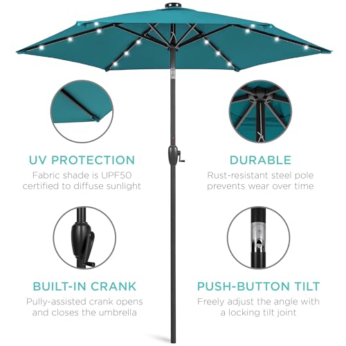 7.5ft Solar Umbrella LED Lighted Patio Umbrella