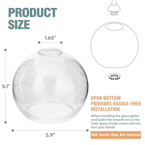 3 Pack Clear Seeded Glass Shade Replacements (3 Count)