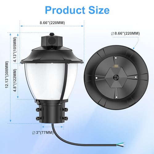 4Pack LED Post Top Light 80W 60W 48W Adjustable Outdoor Pole Light