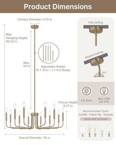 12 Light Champagne Bronze Chandelier