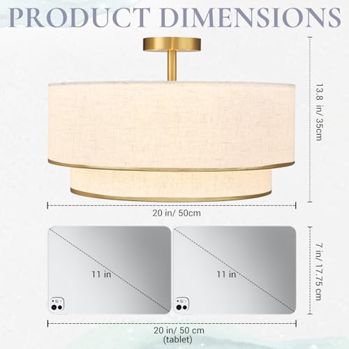 20 Inch Semi Flush Mount Ceiling Light