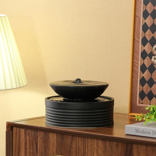 Outdoor and Indoor Ceramic Tabletop Desktop Fountain Water Feature Home and Office Decoration