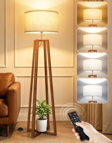 62" Mid Century Modern Vintage Lamps with Remote Control (Amber Walnut)