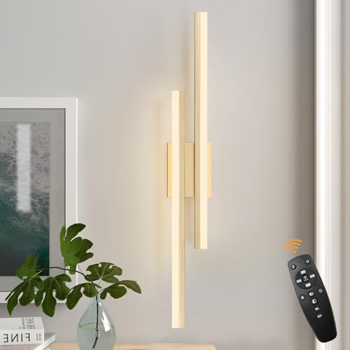 LED Wall Sconce Gold Modern Remote Wall Light Fixtures for Living Room