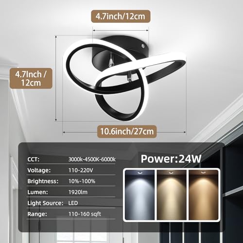 Hallway Light Acrylic Modern LED Ceiling Light Fixtures Cool White 6000K Close to Ceiling Lights for Bedroom