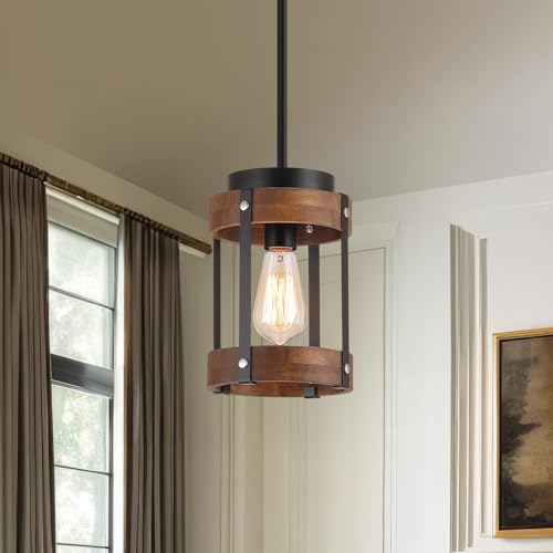 Rustic Farmhouse Wood Pendant Light Fixture One