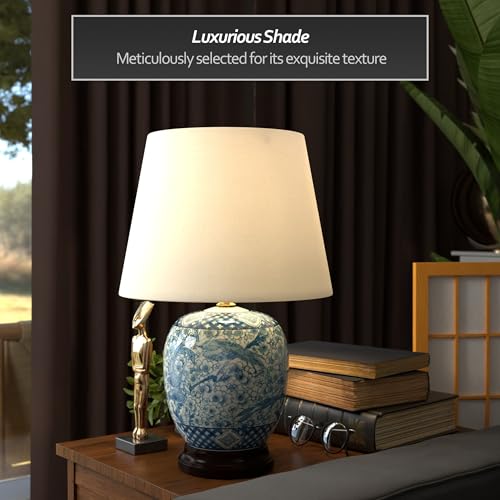 20" Classic Blue & White Porcelain Jar Lamp