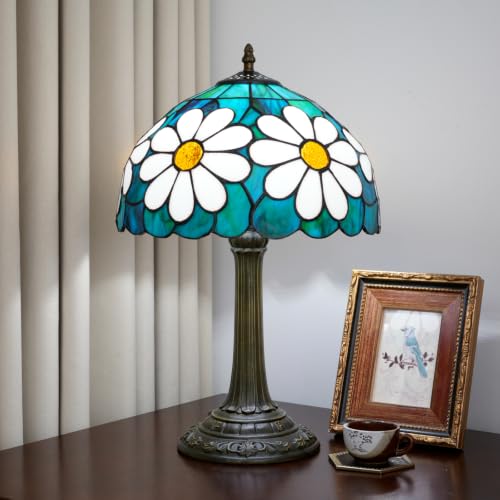 Tiffany Style Stained Glass Table Lamp Chrysanthemum Table Lamp Bedroom Bedside Lamp Living Room Dining Room Office Decoration Desk Lamp Home Decoration Creative Gift