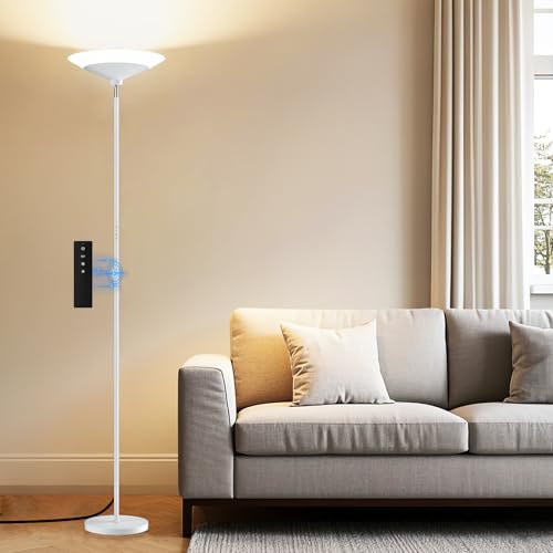 White Torchiere Floor Lamp
