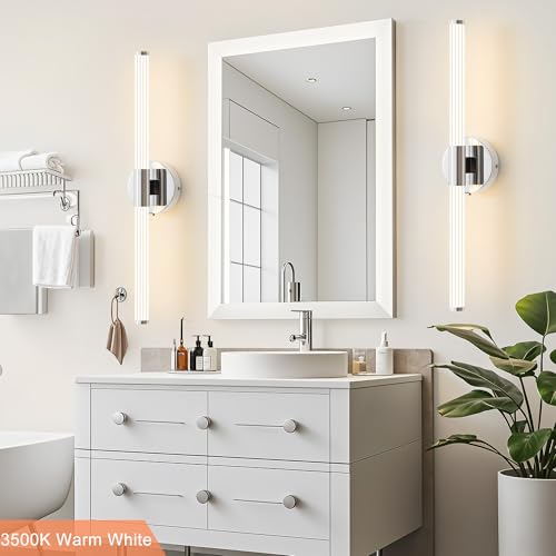 Wall Sconces Set of 2 Hardwired LED Vanity Light Chrome 23" (2 Count)