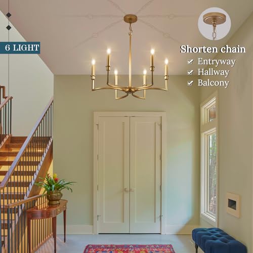 6 Light Candelabra Chandelier Dining Room Gold Chandeliers 26in