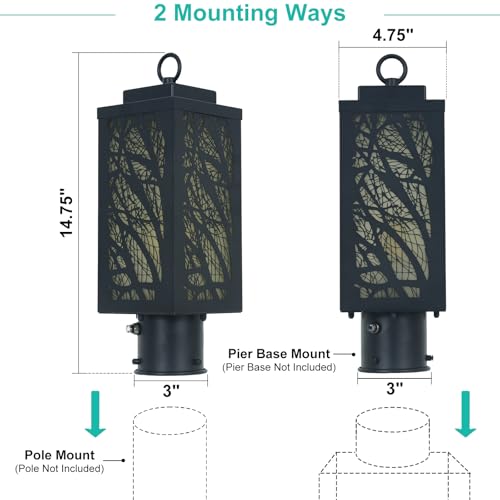 Pier Mount Outdoor Lighting Tree Branch Pattern