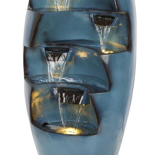 39" Tall 5 Tier Cascading Waterfall Fountain with LED Lights