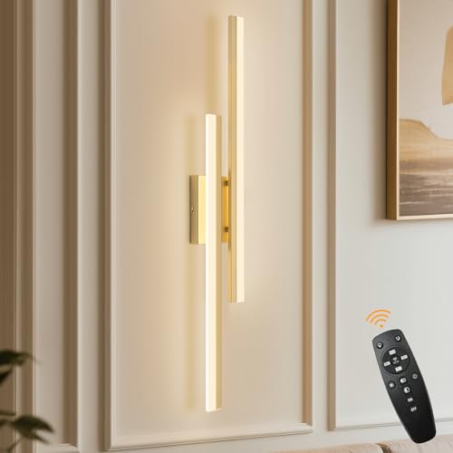 LED Wall Sconce Gold Modern Remote Wall Light Fixtures for Living Room