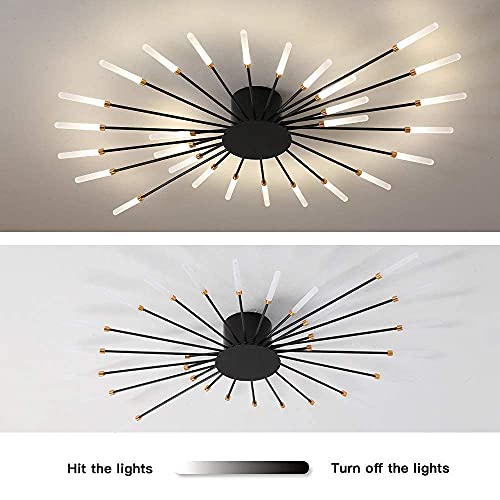 41.3" Ceiling Light Modern Flower Shape Ceiling Lamp for Dining Room Kitchen Hallway Semi Flush Mount Metal Acrylic Sputnik Firework Petal LED Lighting Fixture