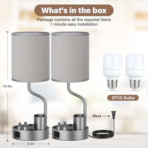 Bedside Lamps for Bedroom Set of 2 (2 Count)