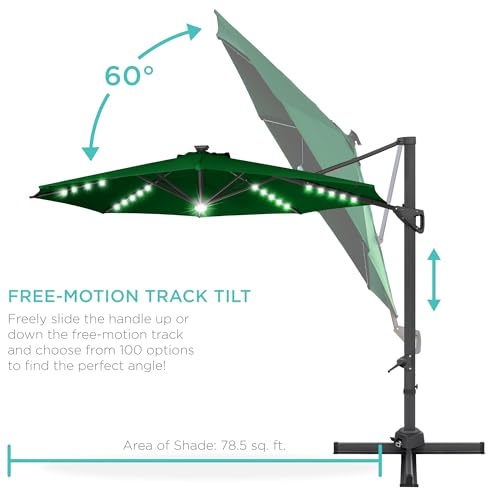 10ft Solar LED Cantilever Patio Umbrella