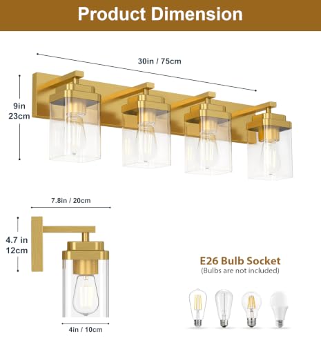 Brushed Gold Bathroom Light Fixtures