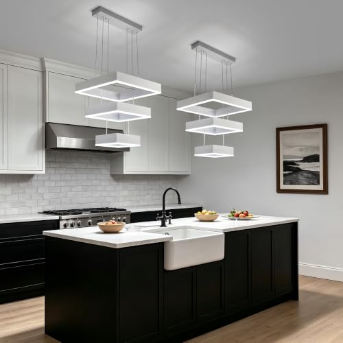 Modern LED Chandelier White 3 Ring Pendant Light Fixtures