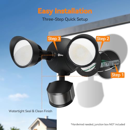 45W 5500LM PIR Motion Sensor Outdoor Lights
