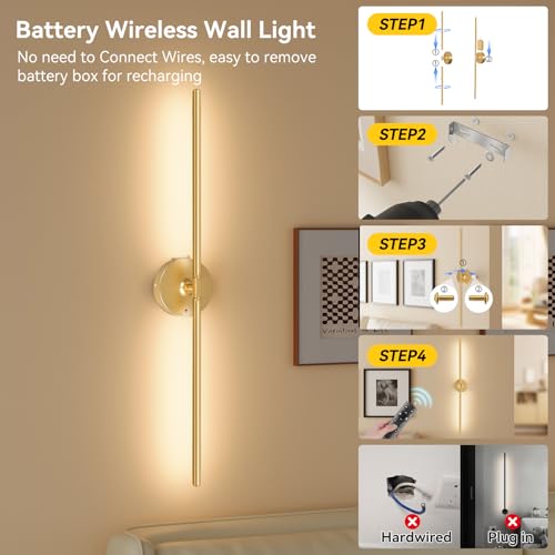 Battery Operated Wall Sconces Set of 2 (2 Count)