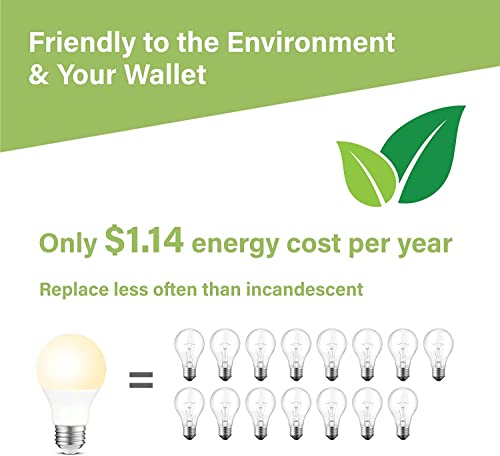 LED Light Bulbs 60 Watt Equivalent A19 Standard Light Bulbs 2700K Warm (4 Count)