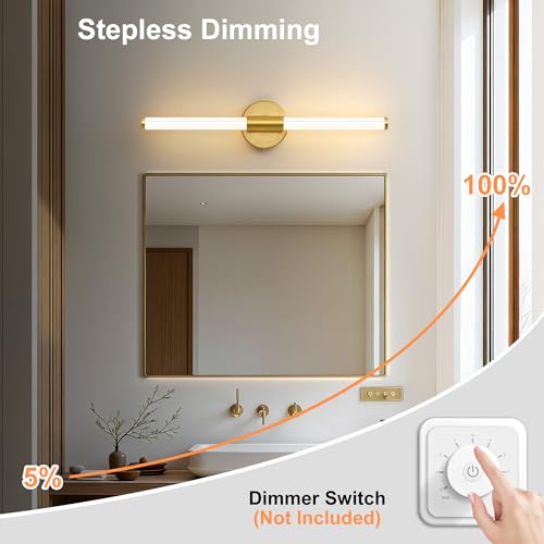 LED Bathroom Light Fixtures Gold Vanity Lights Modern 24"