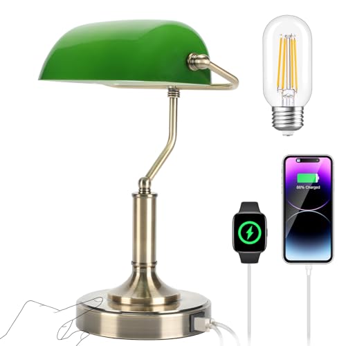 Bankers Lamp Green Desk Lamp with Touch Control Switch