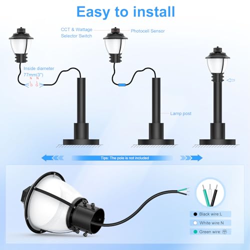 100W LED Post Top Light with Dusk to Dawn Photocell ETL Listed Pole Lights