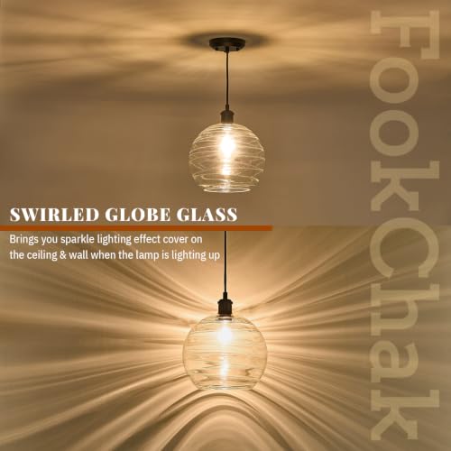 Modern Glass Pendant Light 10” Black Kitchen Island Hanging Light Fixture