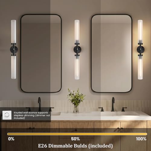Bblack Knurled Wall Sconce 30"