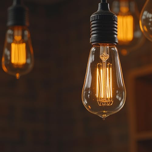 4 Pack Edison Light Bulb 60 Watt Dimmable ST58 Vintage Warm Bulb (4 Count)