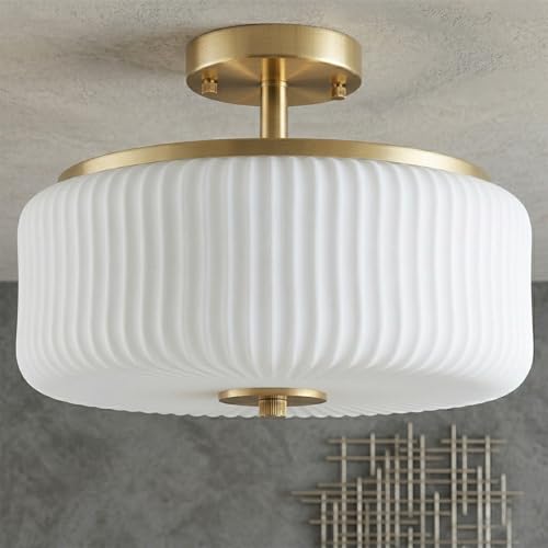 3 Light Gold Semi Flush Mount Ceiling Light