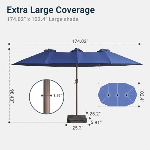 15 Ft Umbrella Outdoor Patio Solar Lights With Base