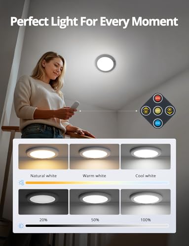 Rechargeable Ceiling Light with Remote Wireless Magnetic Mounting (4 Count)