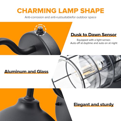 Dusk to Dawn Outdoor Wall Lights (Black / 1 Pack)