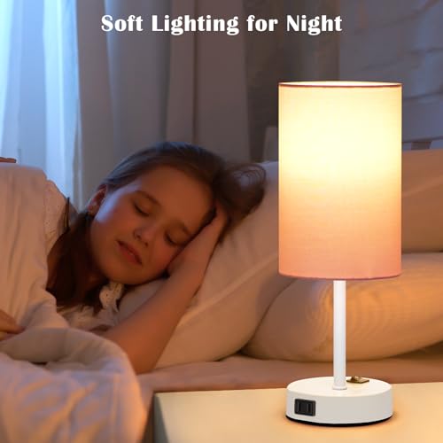 13.8'' Pink Small Table Lamp Set of 2 for Bedroom Bedside (2 Count)