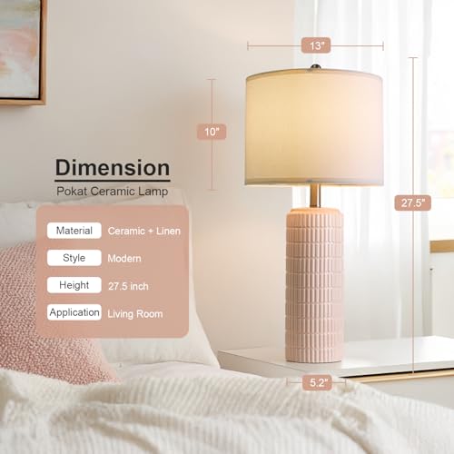 27.5" Pink Ceramic Table Lamps for Girls Room Set of 2 (2 Count)