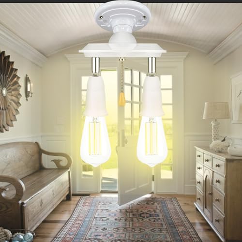 Dual Light Socket Adapter Splitter with Pull Chain