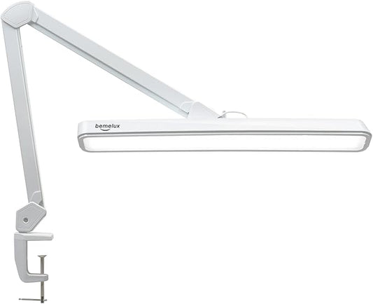 LED Architect Desk Lamp with Clamp, Metal Swing Arm 2000 Lumens Dimming Office Table Lamp for Task Work Drafting Reading Desktop, 234 LEDs,24W, 5 Color Temperatures Workbench Lamp(White,24CCT) - Aura Lighting