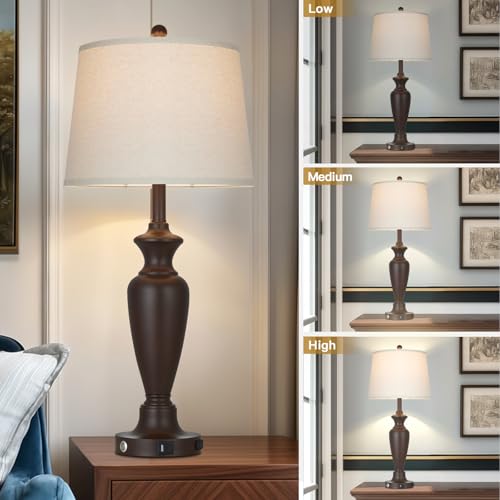 30" Tall Brown Table Lamps Set of 2 for Living Room (2 Count)