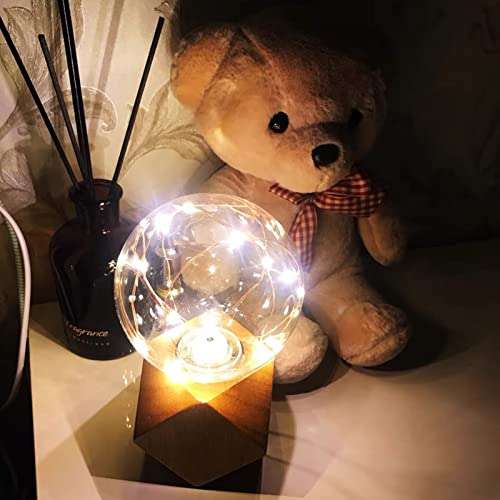 Small Wood Table Lamp Edison Bulb Dimmable Desk Lamp E26 60W Industrial Night Light Boho Deco for Bedroom